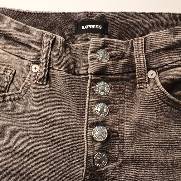 Express Jeans Size 2 Short Buttonfly Mid Rise Skinny Leg Gray Color - Picture 4 of 9